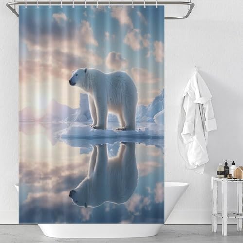 Rideau de douche ours polaire étanche en polyester 122x183 cm