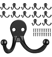 WEKIWGOT 12 Pack schwarze Wandhaken mit 24 Schrauben, Retro-Doppelhaken Utility Hooks, Heavy Duty...