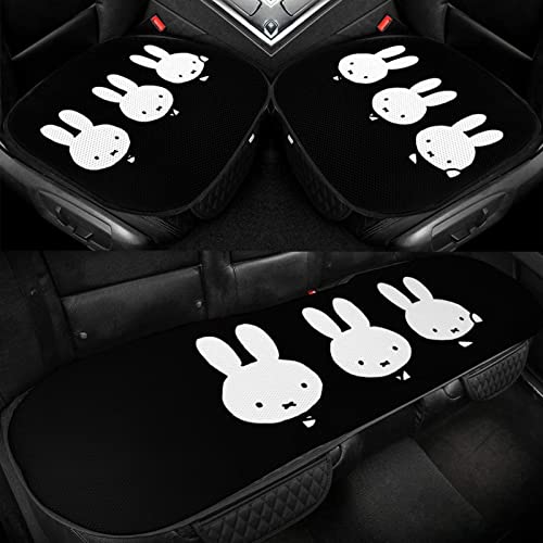 車の座布団 カー用品 シートカバー3枚組セット ミッフィー カーシートカバー シートクッション Car Ice Cushion 車用座席シート 冷感座布団 アイスシルククールカー 通気性 車ざぶとん 滑り止め付き 低反発 前座席用2枚+後部座席用1枚カーシート