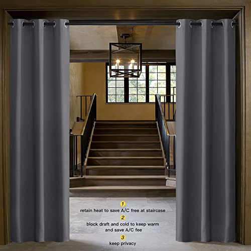 NICETOWN Gray Curtain Blackout Drape Panel 3 Pass Microfiber Noise Reducing Thermal Insulated Window Drapery with Grommet (Single Panel, 42 x 84 inch, Grey)