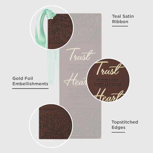 Image of Christian Art Gifts Premium Faux Leather Floral Bookmark: Trust in The Lord