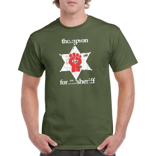 DIRTYRAGZ Mens Hunter S. Thompson Sheriff Gonzo T Shirt XL Military Green
