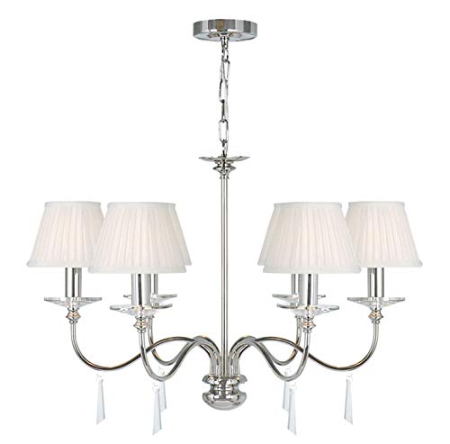 Image of 6 Bulb Chandelier Hanging Pendant Light - Highly Polished Nickel Finish - LED E14 60W Bulb