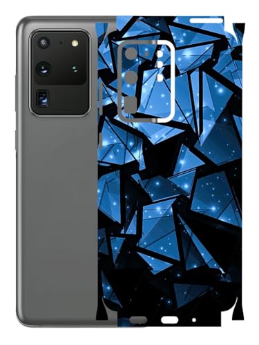 Image of AtOdds - Mobile Skin Sticker Compatible with Samsung Galaxy S20 Ultra (Coverage - Back+Camera+Sides) (Blue Crystal)