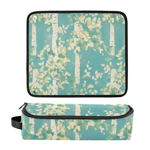 White Birch Blue Hair Tool Travel Bag for Women and Heat Resistant Mat with Zipper Curling Iron Travel Holder Storage Bag for Curling Iron Straightener Flat Hair Dryer Women Essentials Storage miniatura 3