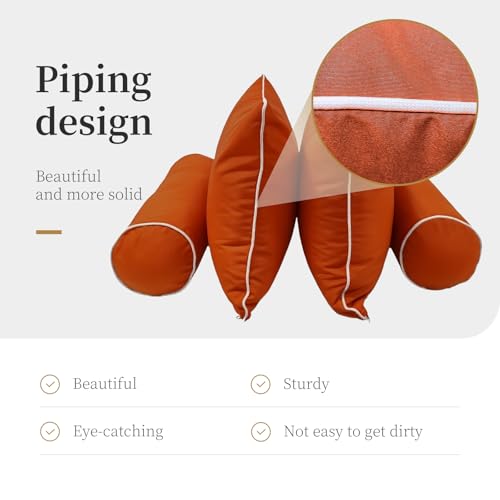 Image of Outdoor Daybed Cushion Cover Twin,Daybed Mattress Bolster Pillow Fitted Sheet Cover,Twin Size Outdoor Daybed Cushion Covers (Spice Orange, 75 * 39 * 6in)