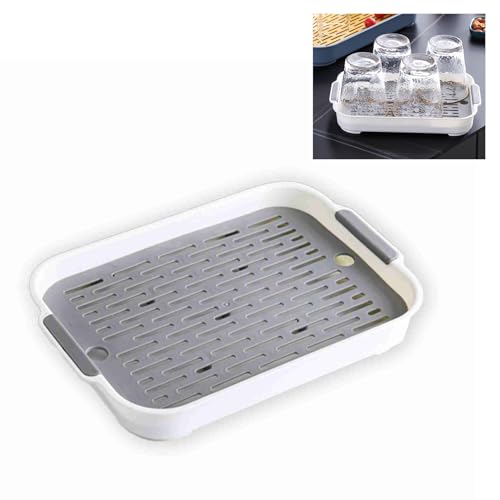 Brrnoo Dish Drying Rack Over Sink, Space-Saving Drain Board Food Tray for Kitchen Countertop, White...