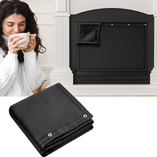 Cadara Fireplace Blocker Blanket Stops Overnight Heat Loss, Fireplace Draft Stopper Save Energy, Fireplace Cover Black (Small 39" W X 32" H) #TOP26