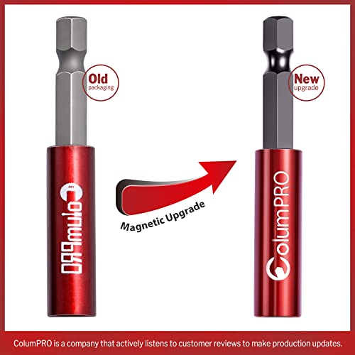ColumPRO 2PCS 12inch Strong Magnetic Drill Bit Extension Holder for Impact Driver,1/4\" Hex Shank S2 Steel Magnetic Screwdriver Extension,Drill Bit Extender