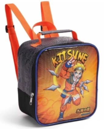 Kit Mochila Infantil Naruto Kitsune Rodinhas 3 Peças - Mochila Estojo Lancheira