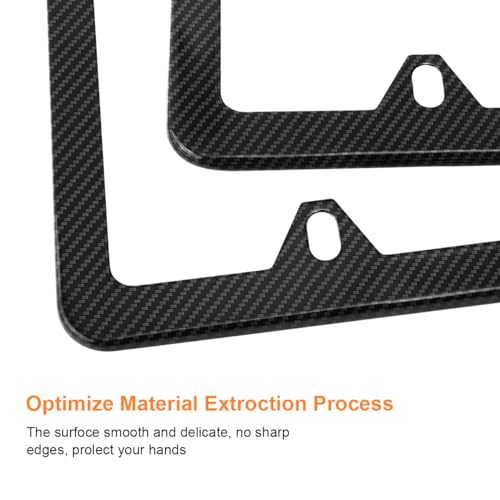 Image of Osilly Car License Plate Frames, 2 Pack 4 Holes Stainless Steel Car Tag Holder, Universal US Standard, Slim Design Rust-Proof License Plate Covers with Screw Caps, Auto Accessories (Carbon Fiber)
