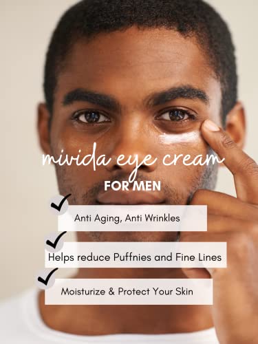 Mivida Eye Ceam For Men | With Caffeine And Hyaluronic Acid | Men's Anti Aging Moistuerizer To Reduce Wrinkles, Fine Lines, Dark Circles And Puffiness 1.7 Fl Oz #TOP1