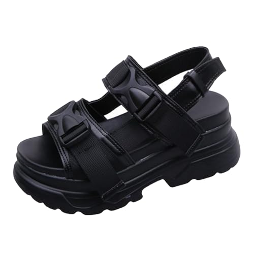 Women's Summer Ankle Strap Fashion Platform Walking Sandals Open Toe Comfortable Non-Slip Buckle Chunky Sports Sandals for Party Daily Casual