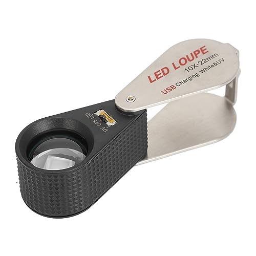 Lupa de ojo 10X con luces LED recargable para examen de joyas y texturas 5
