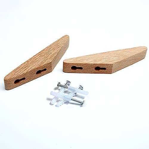  Coat Hooks Oak Wood Wall Hooks, 6 Pack Minimalist Design Heavy Duty Robe Hook Wall Mounted Rustic Wooden Hooks Clothes Hanger Hat Rack Hooks for Hanging Bathroom Towels. (Oak 6HOOK)