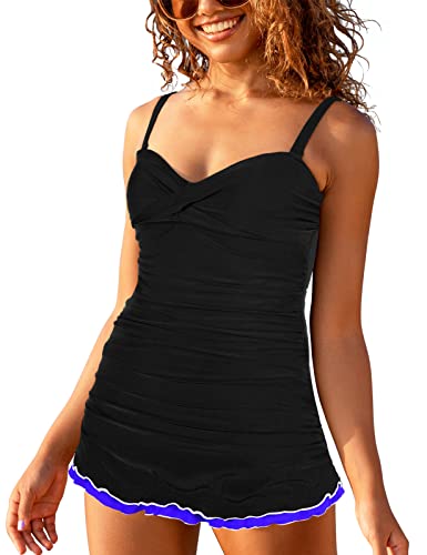 Coastal Rose Damen-Badeanzug, gerüscht, Röschen, Badeanzug, Rock - schwarz - US 10 Cover