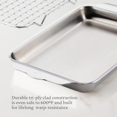 Image of Hestan OvenBond Provisions - Tri-Ply Stainless Steel 2-Piece Mini-Eighth Sheet Pan & Rack Set (6 x 9 inch)
