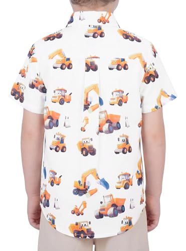 Image of Boys Hawaiian Button Down Shirt, Pure Combed Cotton Short Sleeve Size 3-15Y | Pure Combed Cotton, Smooth 60s yarn, Tagless Label, Pilling-Resistant, Shrink-Resistant, Fade-Resistant, Machine Washable