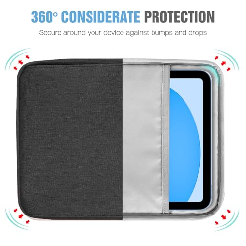 Image of TiMOVO 9-11 inch Tablet Sleeve Bag Carrying Case with Strap, Black & Grey | Fits iPad A16 11 inch, Pad Air 11 /5th & 4th 10.9 inch, 10th Gen /10.2 inch, Galaxy Tab A11 Plus, Multi-Pocket, Handle, Padded Protection