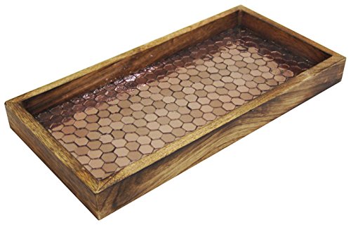 NuSteel Mosaic Tray for Luxurious Bath countertop, Holder for Guest Hand Towel, Watch