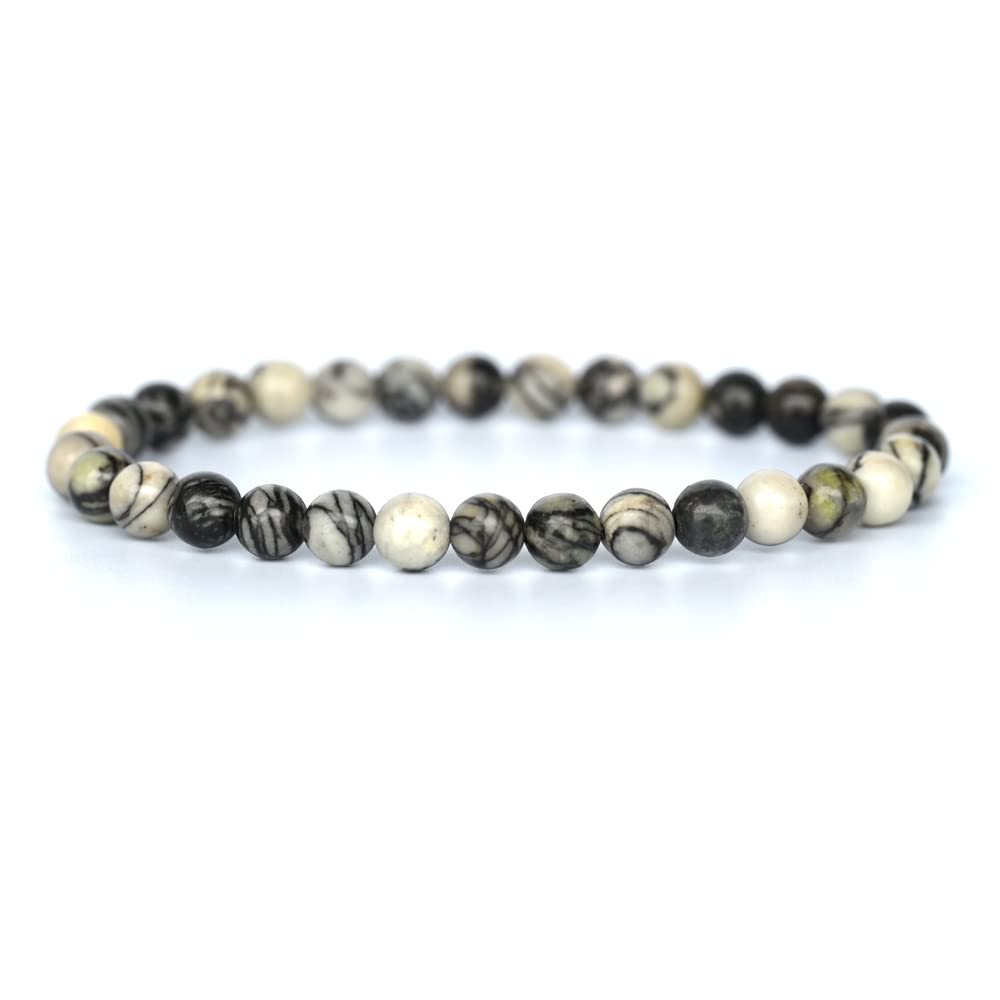Angelstones Gem Semi Precious Gemstone 6mm Round Beads Stretch Bracelet 7" Unisex, Adult, Gemstone, gemstone