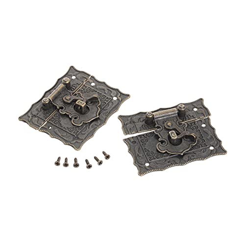 Hasp lock rectangulaire en bronze style antique pour boite a bijoux 56x67mm - 2