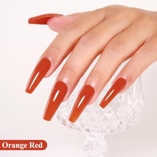 Esmalte de uñas en gel color naranja rojo brillante miniatura 3