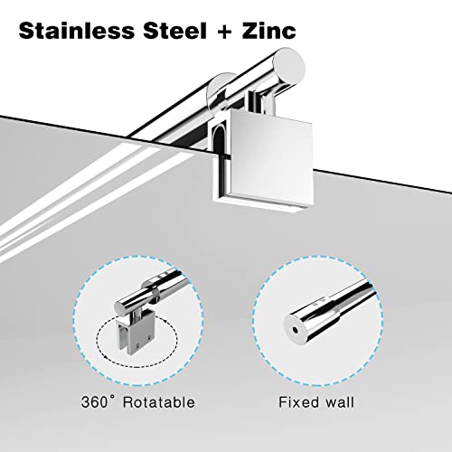 Shower Door Glass Support Bar,27.6'' To 47.2'' Shower Screen Support Telescopic Bar For 5/16" To 3/8" Thick Glass,Wall-To-Glass Support Arm For Fixed Frameless Shower Glass Panel,Polished Silver #TOP2