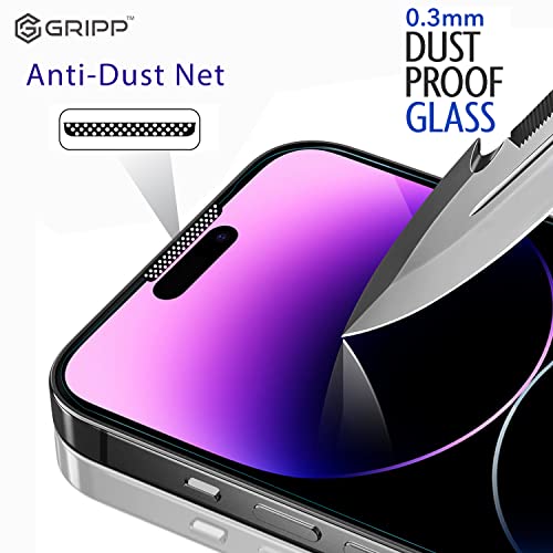 Image of GRIPP Dust-Proof 0.3mm HD Tempered Glass Screen Protector for iPhone 13, iPhone 13 Pro, iPhone 14, iPhone 16e, iPhone 17e (6.1 inch), Speaker Dust Guard, 2.5D Round Edges, 9H Hardness, Bubble Free