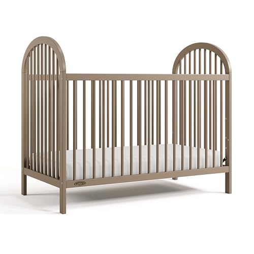 Image of Graco Olivia 3-in-1 Convertible Crib - GREENGUARD Gold Certified, 100% Solid Wood, Fits Standard Baby Crib Mattress, Converts to Toddler Bed and Daybed, 4 Adjustable Mattress Heights (Taupe)