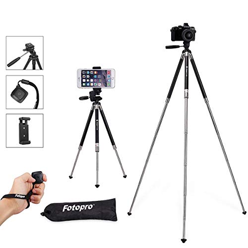 Fotopro Phone Tripod, 39.5 Inch Tripod for iPhone, Travel Tripod with Bluetooth Remote/Smartphone