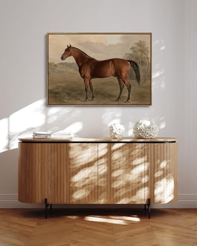 Image of KISSFOX Framed Wall Art Vintage Wall Decor Horse Pictures Equestrian Canvas Art Retro Animal Paintings Farmhouse Artwork For Bedroom Living Room Kitchen