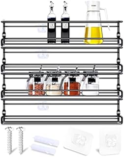 Gogola Spice Rack 4 Tier Spice Rack for Inside Cupboard Black Spice Rack Wall Mounted Spice Rack/Shelves Cabinet Spice Rack Spice Storage Cupboard Spice Rack Organiser