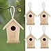 Outdoor Wooden Bird Houses, 4pcs Bird House Window Birdhouse Bird Feeder Outdoor Birds Nest Cage Mini Hanging Birdhouse for Outside Garden Patio Decoration