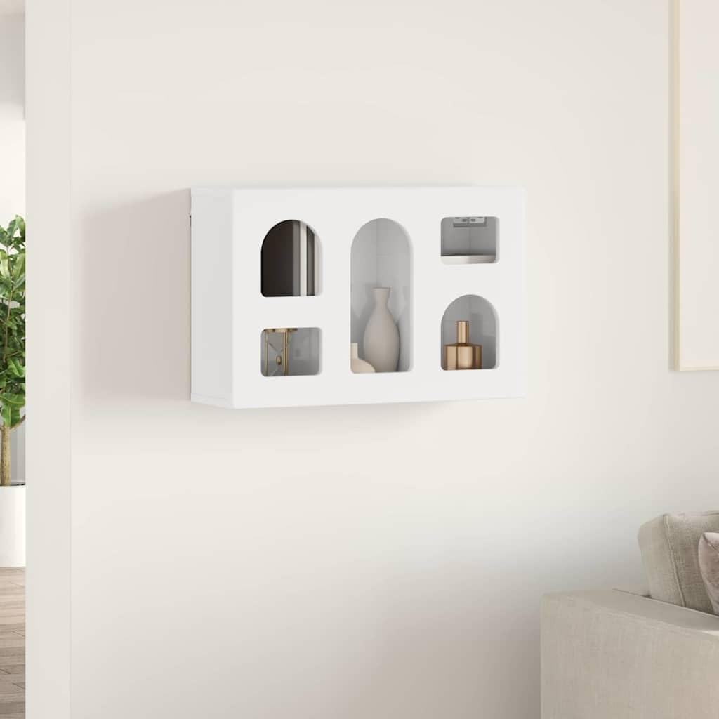 Armadio sospeso moderno, bianco, 60 x 20 x 40 cm, in legno, scaffale da parete per bagno, cucina e corridoio, salvaspazio, design robusto e facile da pulire