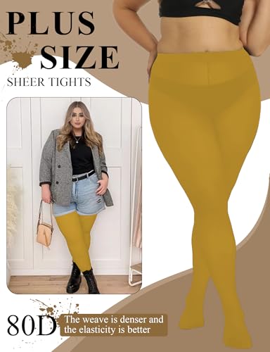 Image of Buauty Plus Size Tights for Women Ultra Soft Solid Color Semi-Opaque Pantyhose,