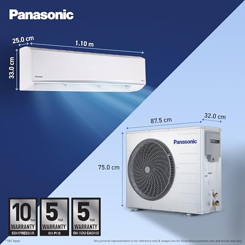 Image of Panasonic 2.5 Ton 3Star,New star rated, Premium WiFi Inverter Smart Split AC(Matter Enabled, AI,Higher Airflow, Crystal Clean, Copper Cond., 8in1 Convertible, 4-Way, PM0.1 Filter,CS /CU-QU30CKYFM,White