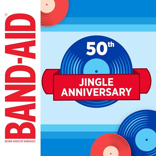 Image of BAND-AID Brand Flexible Fabric Adhesive Bandages, Comfortable Sterile Protection & Wound Care for Minor Cuts & Burns, First Aid Kit Essential, Jingle Anniversary Collectible Tin, Assorted Sizes, 50 Ct