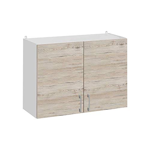 Cuisineandcie - Meuble Haut de Cuisine Eco Noyer Blanchi 2 Portes L 80 cm