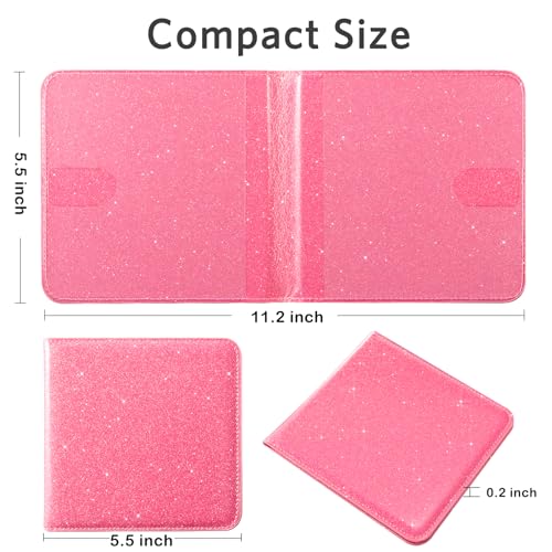 Image of CoBak Car Registration and Insurance Holder - Vehicle Glove Box Car Organizer, Auto Truck Comparment Accessories Case for Essential Document, Driver License, Cards (Glitter Rosy)
