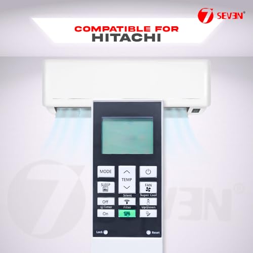 Image of 7SEVEN Compatible AC Remote for Hitachi Split AC and Window Air Conditioner The Model of Remote Control is 168D, Exact Match with Original Remote No Pairing Required use New AAA Alkaline Battery.