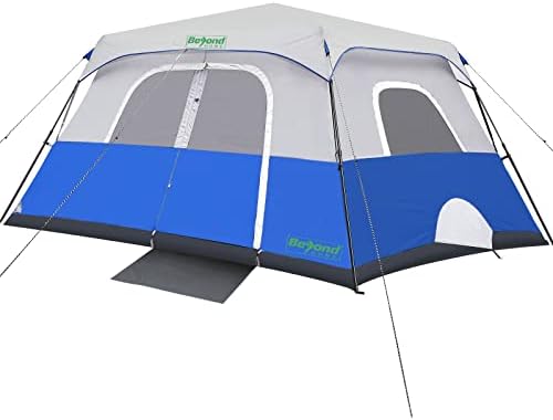BeyondHOME Tent, 8 Person 60 Sec Setup Family Camping Tent, Waterproof & Windproof Tent with Top Rainfly, Upgraded Ventilation System, Instant Cabin Tent for Camp Backpacking Hiking Outdoor, Sky Blue