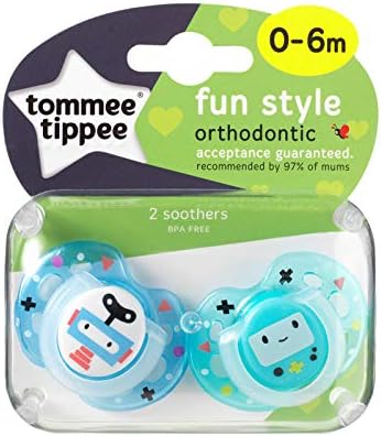Closer to Nature Fun Style Soother Twin Pack - 0-6m (Robot - Blue)