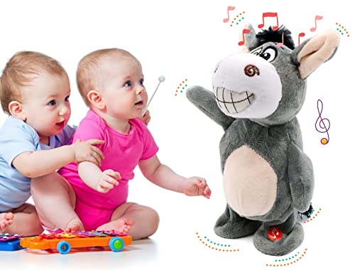 Talking Donkey Plush Toy, Dancing Donkey Toy, Repeat What You Say Funny Kids Stuffed Toys, 60 Children's Songs Plush Toys, Talking Record Plush Interactive Toys, Birthday Gift Kids Early Learning