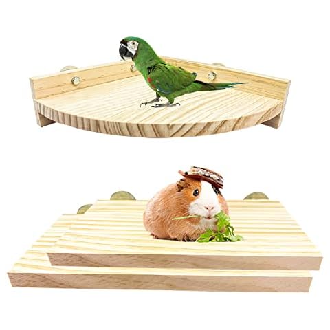 3PCS Bird Platform Perch Stand, Natural Wood Budgie Parrot Toys and Accessories for Cage for Chinchilla Mouse Rat Dwarf Hamster - Box Packaging Cover