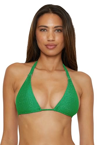 BECCA Women's Luxe Buckle Triangle Bikini Top, Adjustable, Tie Back, Swimwear Separates