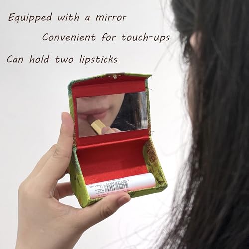 MIAO JIN 12PCS Lipstick Case with Mirror Lipstick Holder Storage Case Mini Portable Double Branch Floral Jewelry Cosmetic Case (Random Color)2