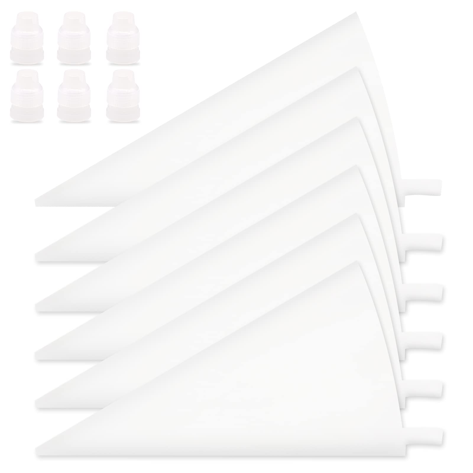 16 Inch Reusable Piping Bags 6 Pack Silicone Pastry Bags Cake Icing Decorating Bags Baking Dessert Piping Bag with 6 Icing Couplers for Standard Tips, Translucent