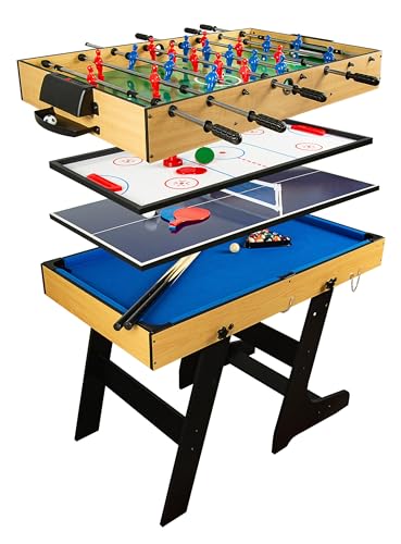Leomark Multifunktionaler Spieltisch aus Holz /15-in-1/ Tischfußball, Billard, Tischtennis und mehr – Komplettes Spielset für die ganze Familie Kinder Höhe: 82 cm