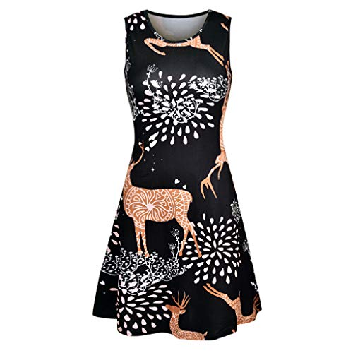 Preisvergleich Produktbild Leeafly Weihnachtskleid Damen Kleider Ärmellos Spitze Cocktailkleid Abendkleid Cocktailkleid Pullover Kleider Sexy Spitze Kleidung Weihnachtsmann Druchen PartyFestlich Kleid(XXL,Khaki)